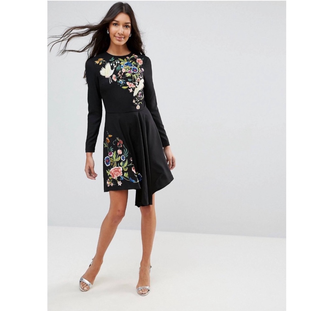 Black embroidered dress